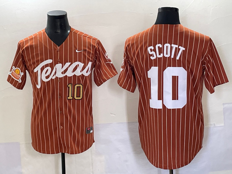 Men Texas Longhorns #10 Scott brown Nike joint Name NCAA 2025 Jersey style 18